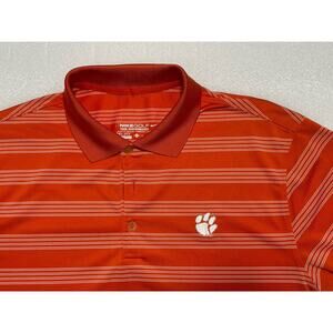Nike Clemson Tigers Golf Polo Shirt Striped Mens Large Orange Short Sleeve